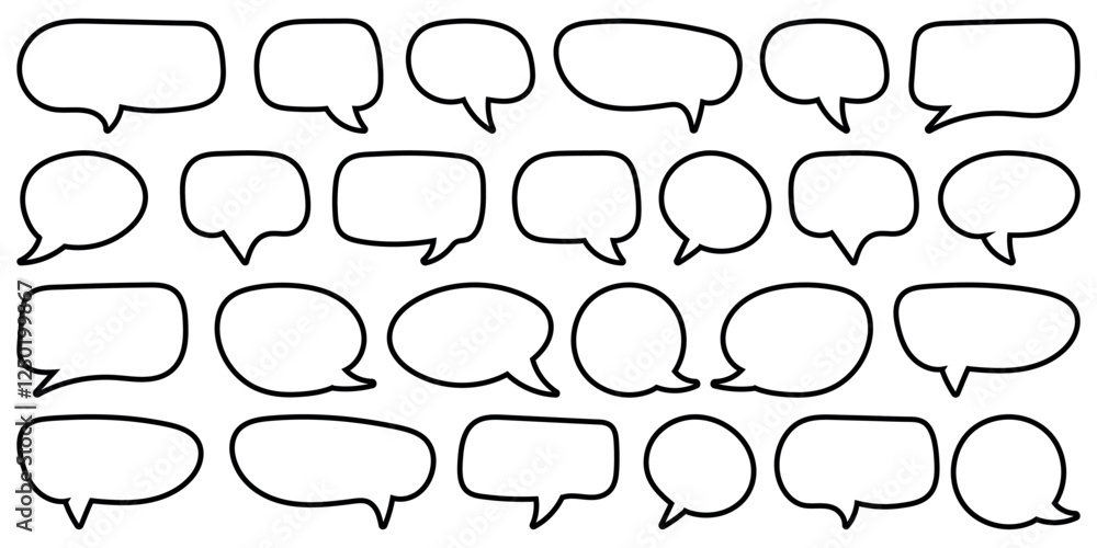 Fototapeta premium Speech bubble icon set. text boxes, message, chat box, cartoon vector illustration design. 