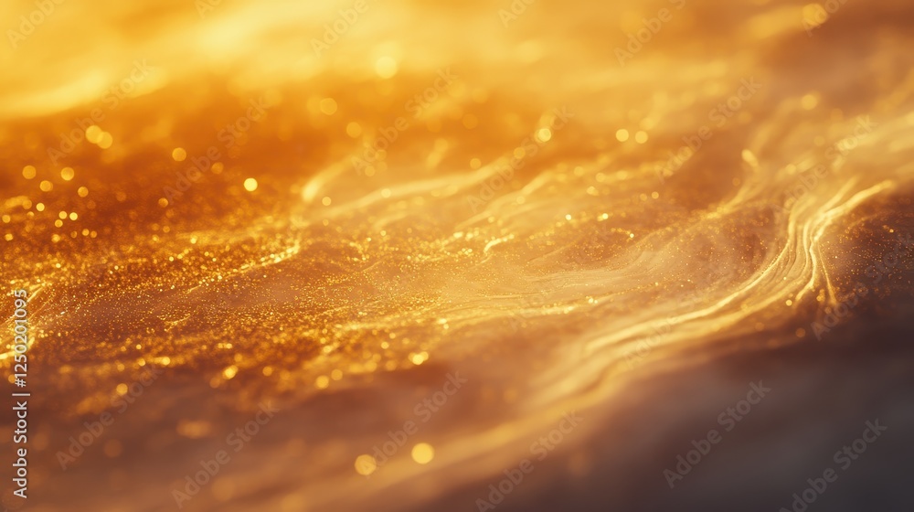 Obraz premium Abstract Golden Fluid Art Texture with Glittering Particles Background