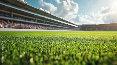 Low angle view of a green grass race track