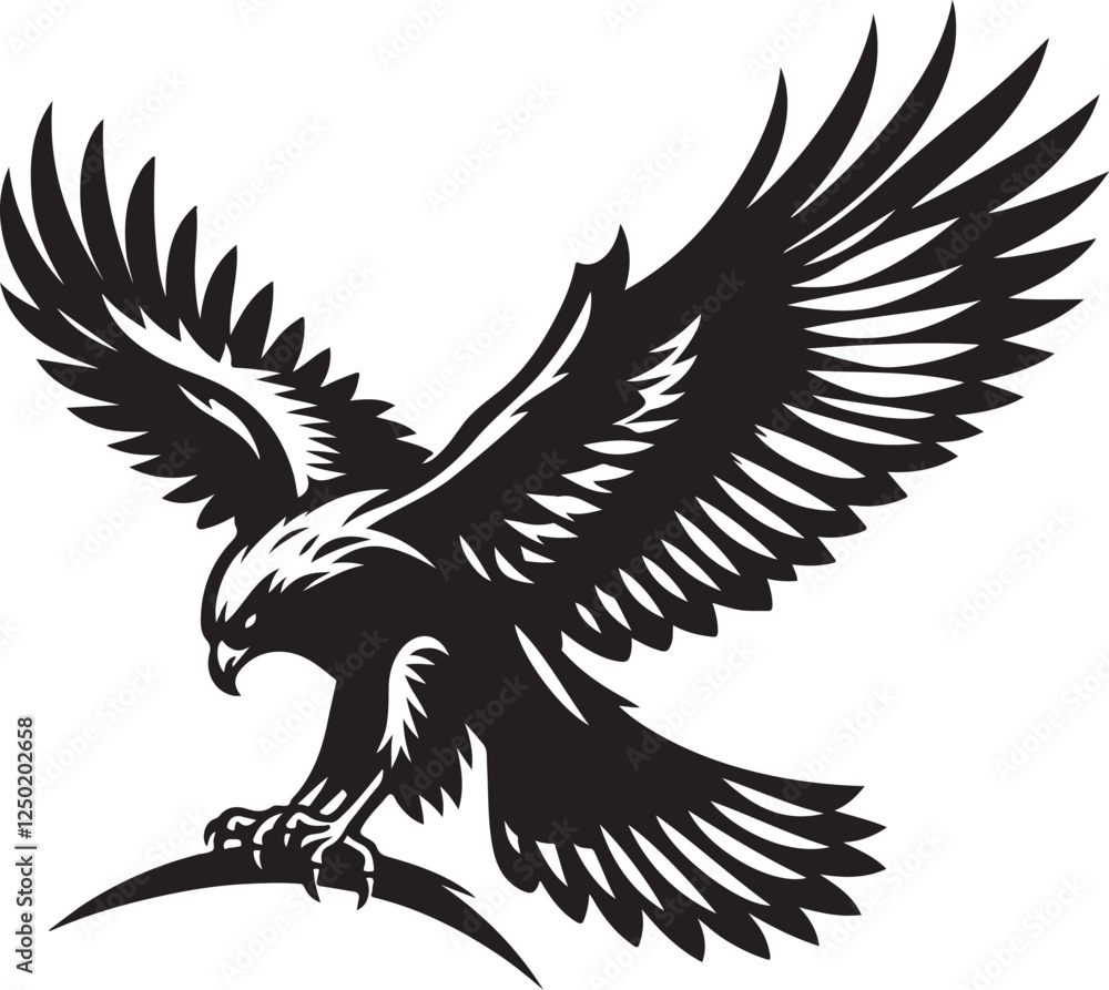 Fototapeta premium Silhouette Art simple Art Eagle front vector Contour Drawing white black white background 