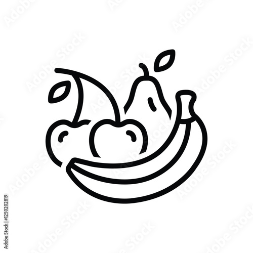 Black line icon for fruits