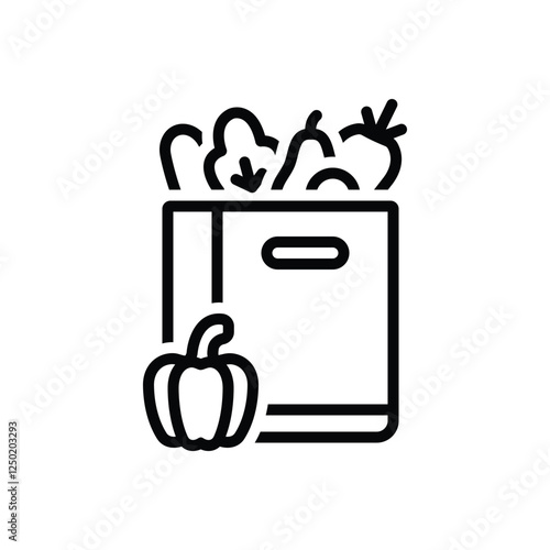 Black line icon for organic food