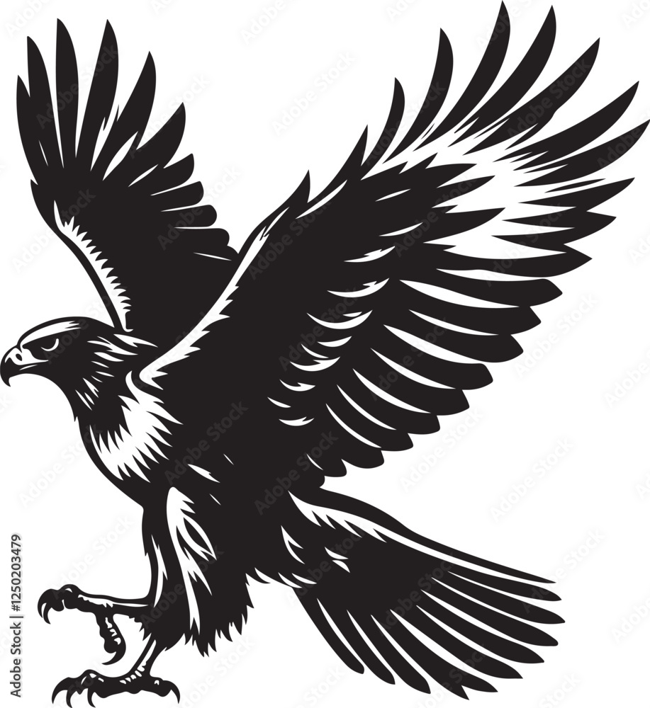 Obraz premium Silhouette Art simple Art Eagle front vector Contour Drawing white black white background 