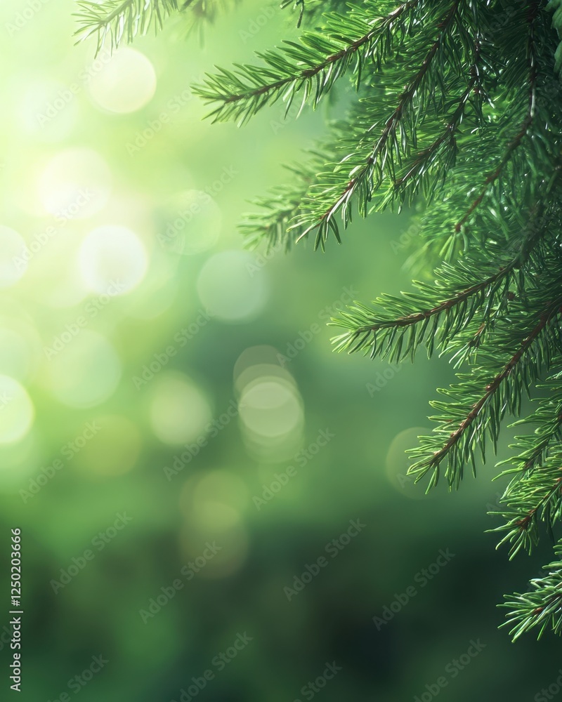 Fresh Green Spruce Branch with Bokeh Background - Natural Christmas and Winter Holiday Imagery. Fresh Green Spruce Branch with Bokeh Background - Natural Christmas and Winter Holiday Imagery.