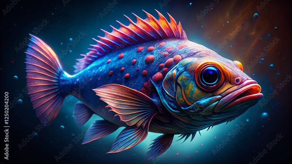 Fototapeta premium Isolated Coffinfish in Low Light, Deep Sea Creature, Underwater Photography