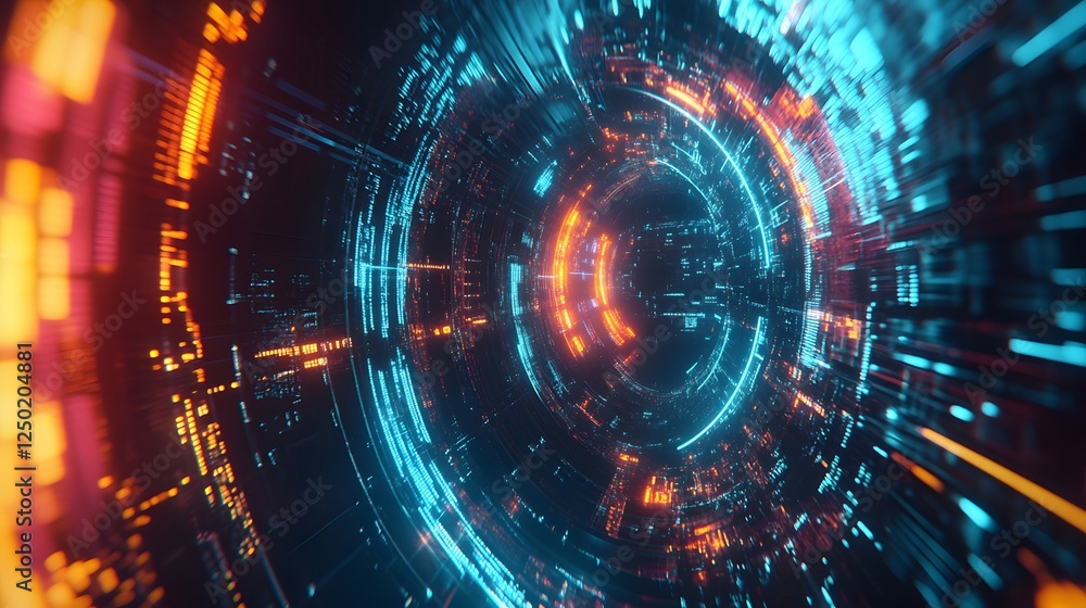 Abstract Digital Tunnel Of Light And Data Streams Abstract Digital Tunnel Of Light And Data Streams