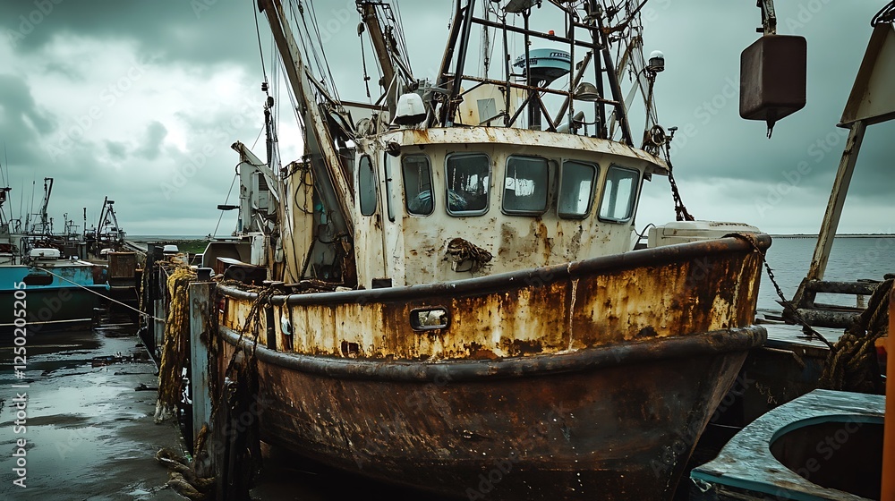 fishing boat, fishermen during their job fishing boat, fishermen during their job