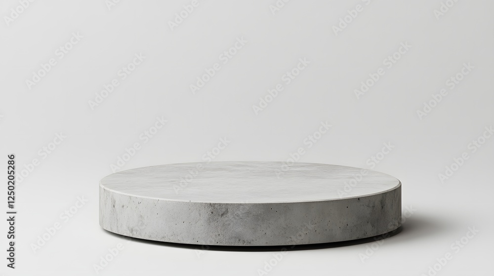 A circular concrete pedestal on a white background A circular concrete pedestal on a white background