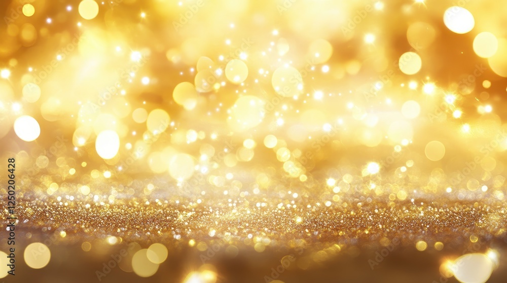 Luxurious Golden Bokeh Glitter Background with Sparkling Light Effects Luxurious Golden Bokeh Glitter Background with Sparkling Light Effects