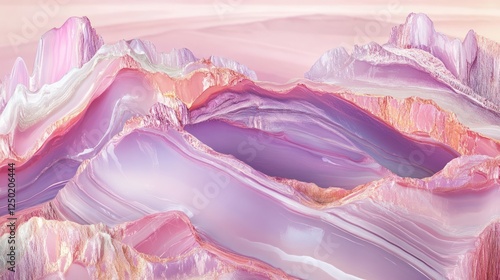 Abstract Landscape: Dreamy Pink and Purple Mountain Range Illustration