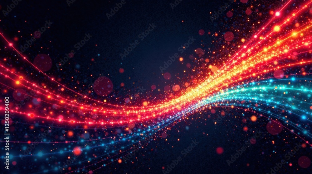 Fototapeta premium Abstract Glowing Trails of Red and Blue Light Streaks Across Dark Background