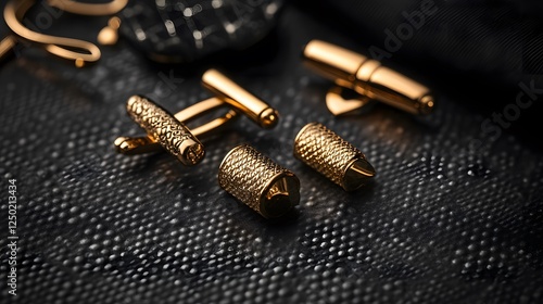 Wallpaper Mural Luxurious Gold Accessories for Men on Dark Textured Background Torontodigital.ca