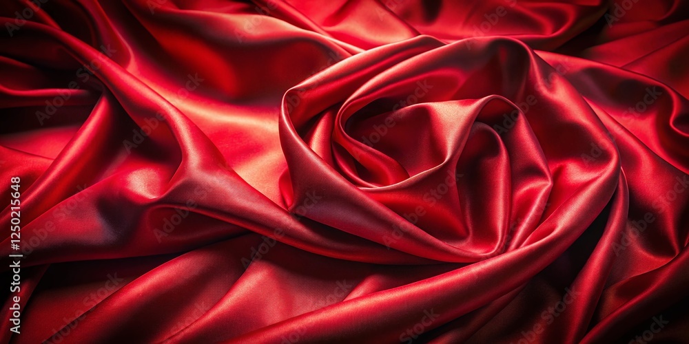 Fototapeta premium Luxurious Red Silk Fabric Background: Abstract Satin Texture, Low Light Photography