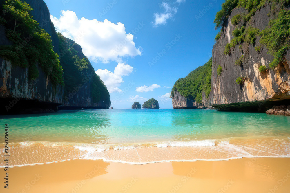 Fototapeta premium tropical beach with blue sky