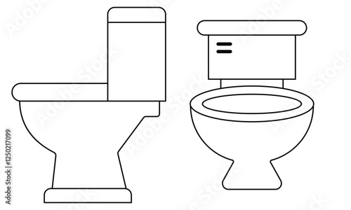 Toilet cleaning bowl black line icon. Toilet icon.  Bathroom cleaning. Restroom or bathroom symbol or logo. Vector toilets man or woman urinate to cleanup. Toilet equipment.