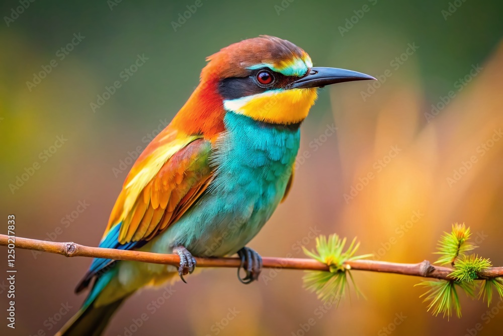 Macro Photography: Bird on a Branch, Poised to Strike - Wildlife Stock Photo Macro Photography: Bird on a Branch, Poised to Strike - Wildlife Stock Photo