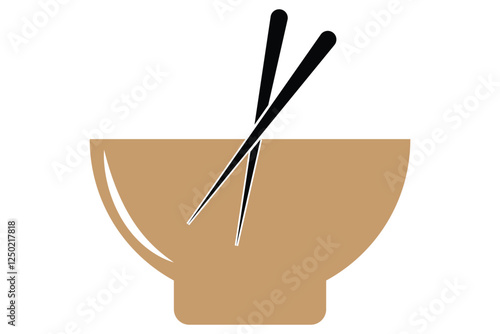 chopsticks and bowl on bamboo mat icon. vector illustration eps 999. chopsticks with bowl icon.