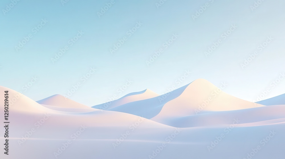 Serene Abstract Landscape of Minimalist Hills with Pale Blue Sky, Dreamy and Calm. Serene Abstract Landscape of Minimalist Hills with Pale Blue Sky, Dreamy and Calm.