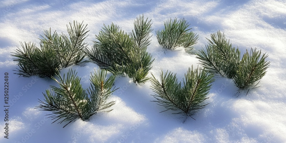 Pine Branches in Winter Snow A Natural Scene of Evergreen Foliage in a Snowy Landscape Pine Branches in Winter Snow A Natural Scene of Evergreen Foliage in a Snowy Landscape