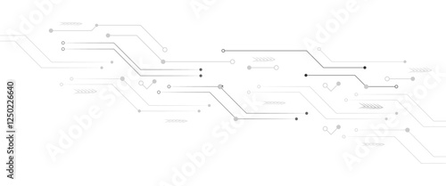 Abstract grey circuit line technology pattern on white background, futuristic vector illustration of digital circuitry design for tech backgrounds 