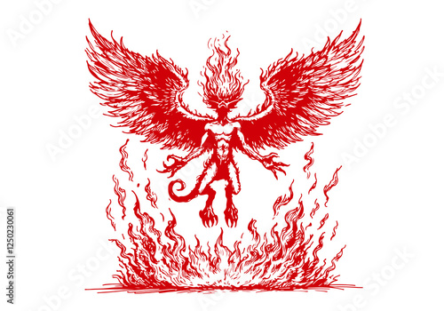  Ifrit Djinn hand drawn sketch vector