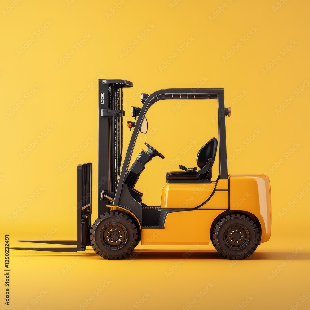 Yellow forklift on a yellow studio background Yellow forklift on a yellow studio background