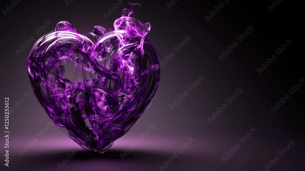 Abstract Purple Heart Shape with Swirling Smoke and Light Effects Abstract Purple Heart Shape with Swirling Smoke and Light Effects