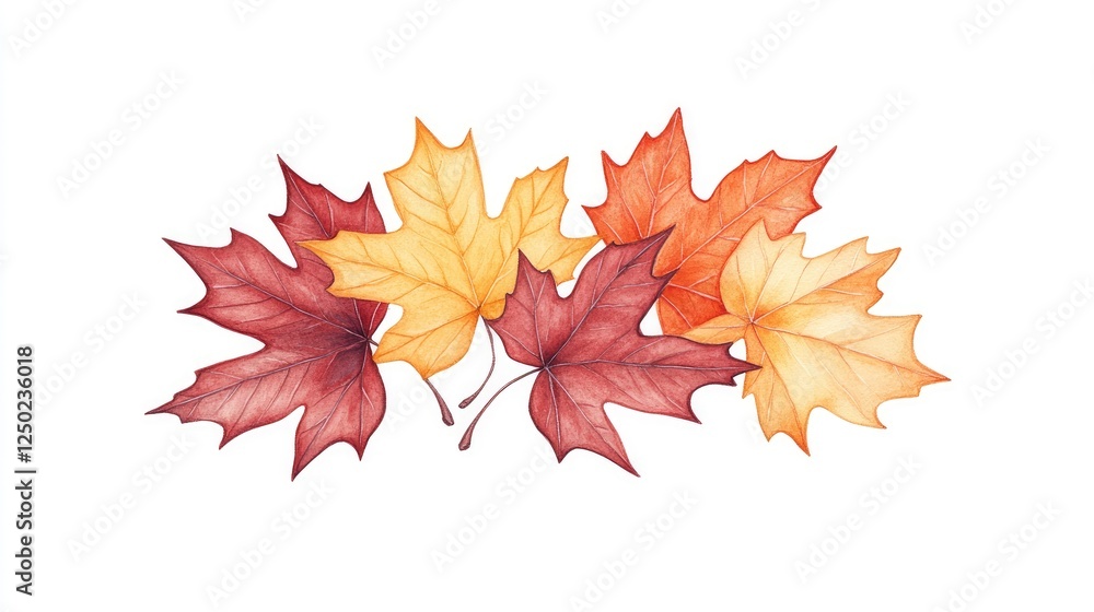 Colorful autumn leaves arranged artistically on a white background, showcasing seasonal beauty Colorful autumn leaves arranged artistically on a white background, showcasing seasonal beauty