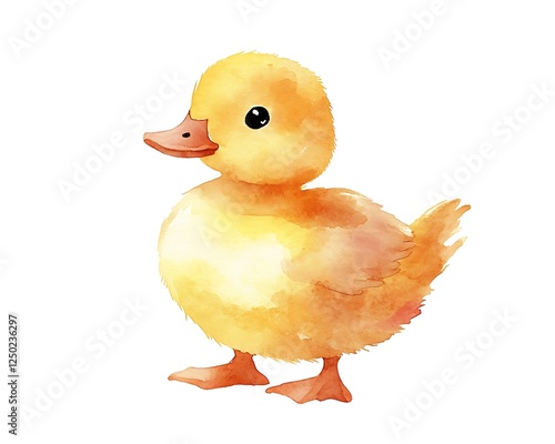 Watercolor Chick Duckling, Cute, Isolated
