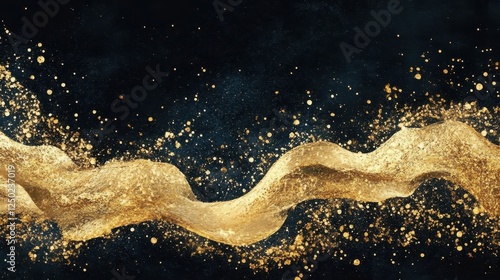 Wallpaper Mural Abstract Golden Flow on Deep Blue A Luxurious and Sparkling Background. Torontodigital.ca