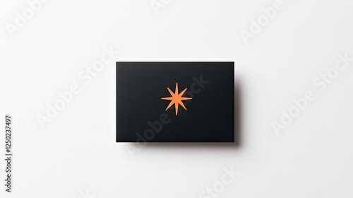 Minimalist black business card featuring an orange star design on a clean background photo