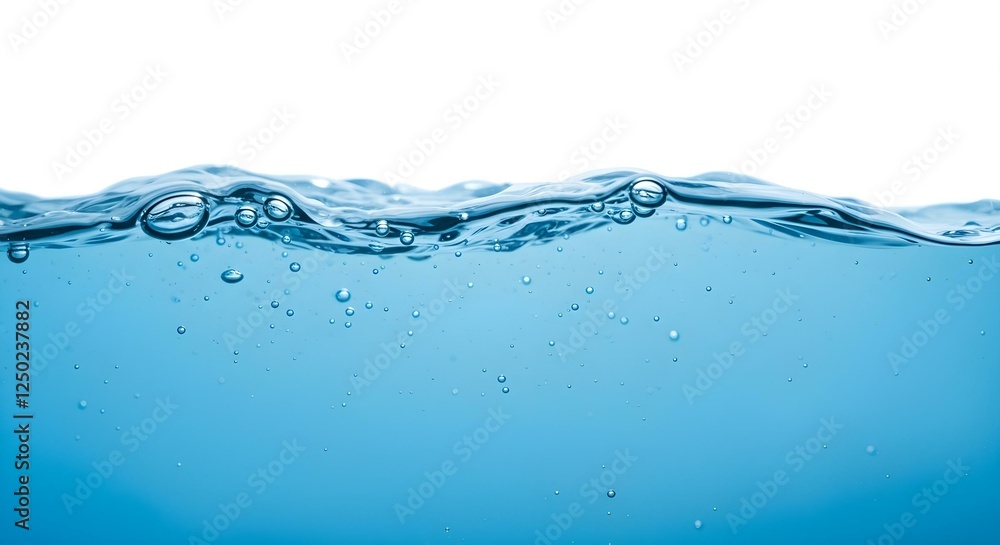 Blue Water Surface with Bubbles and Waves Isolated on White Blue Water Surface with Bubbles and Waves Isolated on White