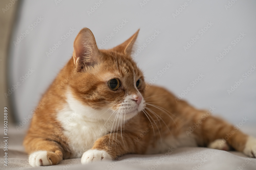 Portrait of a young handsome mongrel cat. Portrait of a young handsome mongrel cat.