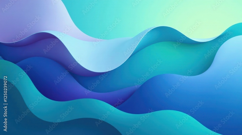 Fototapeta premium Abstract Wavy Ocean Inspired Design with Fluid Shapes and Soothing Color Palette