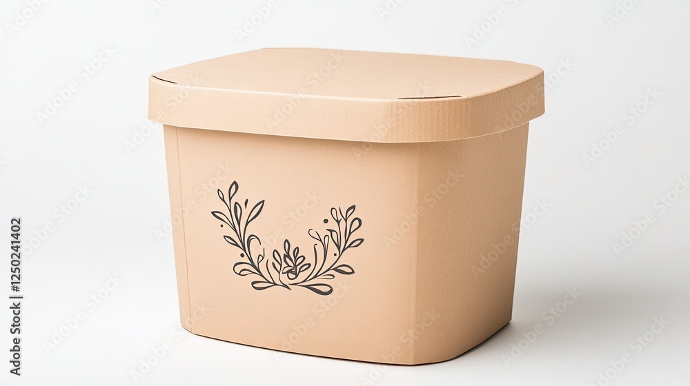 A decorative storage box with floral design, set against a plain background, ideal for organizing A decorative storage box with floral design, set against a plain background, ideal for organizing
