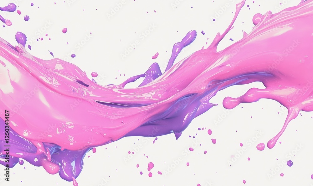 Pink and purple paint splash, dynamic flow, white background, vibrant colors, design element Pink and purple paint splash, dynamic flow, white background, vibrant colors, design element