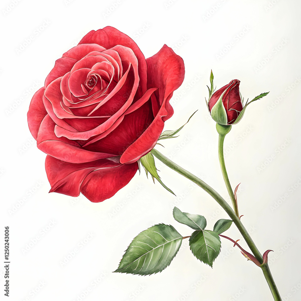 side view of red color rose isolated on white background side view of red color rose isolated on white background