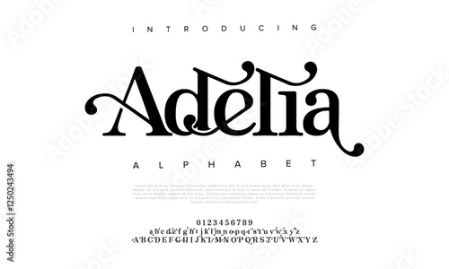 Adelia typography beauty fashion elegant minimalist serif italic fonts decorative wedding vintage retro logos. Minimal luxury font alphabet logo. Vector illustration