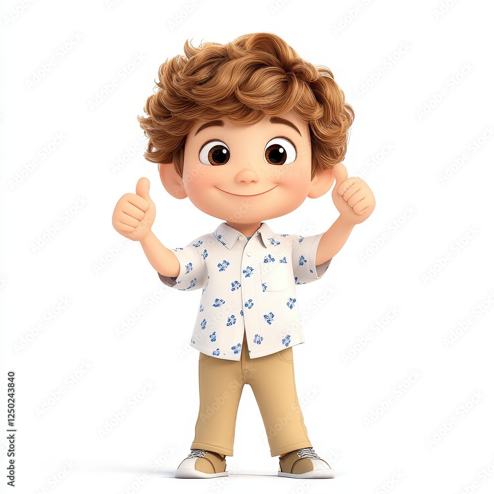 Boy Cheerful Cartoon Boy With Raised Thumbs Boy Cheerful Cartoon Boy With Raised Thumbs