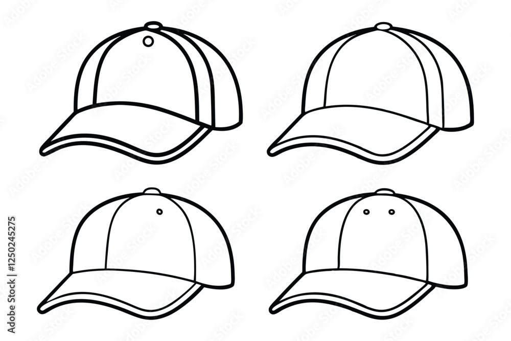 Line art of baseball caps vector style illustration.eps Line art of baseball caps vector style illustration.eps