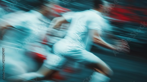 Fast Motion Blurred People Running In Sports Attire