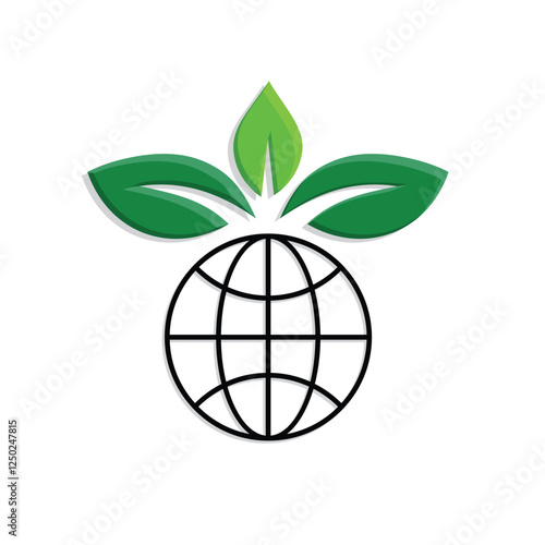 sustainable icon. earth and plant vector. reuse, recycle, renewal for carbon reduction, net zero, green energy, eco-friendly concept. Mixed design style