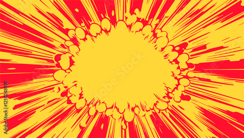 Explosive burst of colors radiates outward, creating dynamic energy and excitement