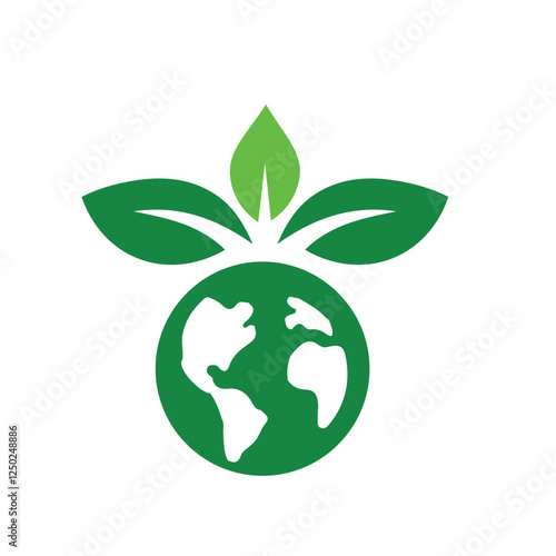 sustainable icon. earth and plant vector. reuse, recycle, renewal for carbon reduction, net zero, green energy, eco-friendly concept. Solid design style