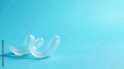 Clear Plastic Nasal Dilators on a Blue Background photo