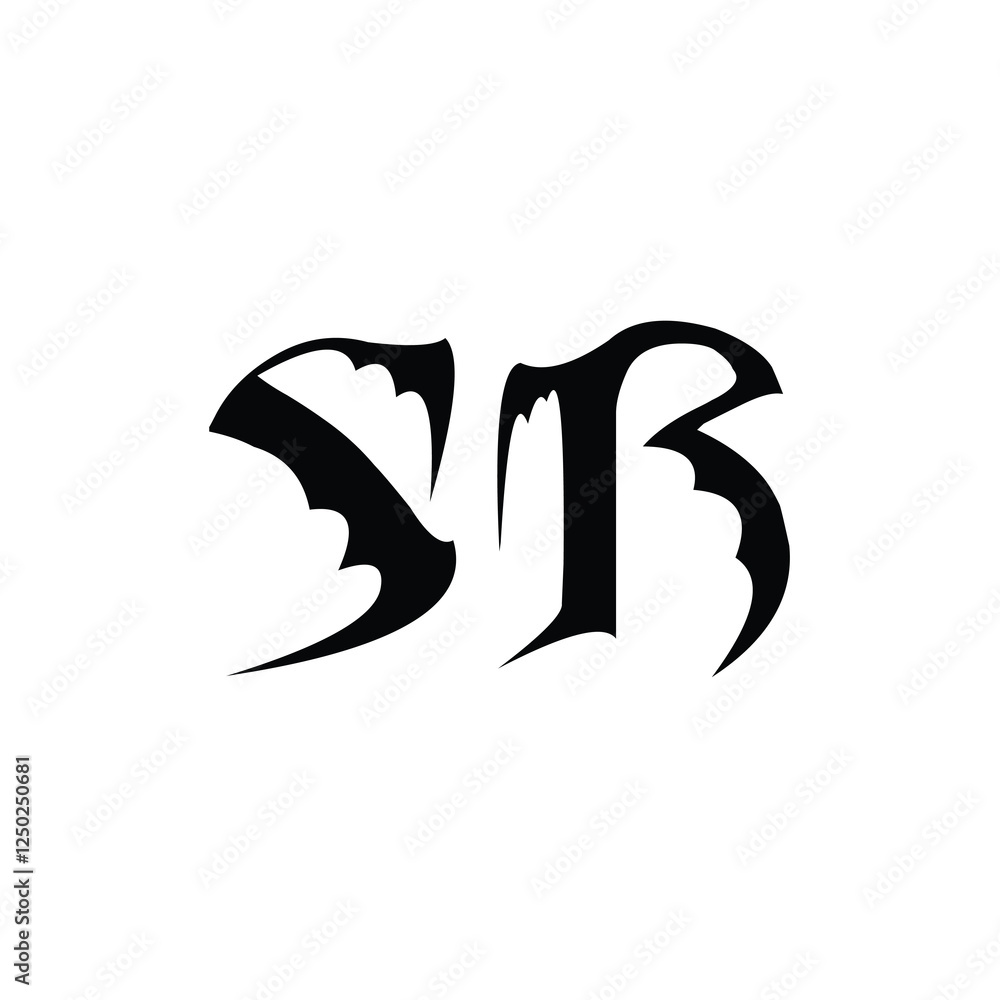 Obraz premium SR monogram logo design letter text name symbol monochrome logotype alphabet character simple logo