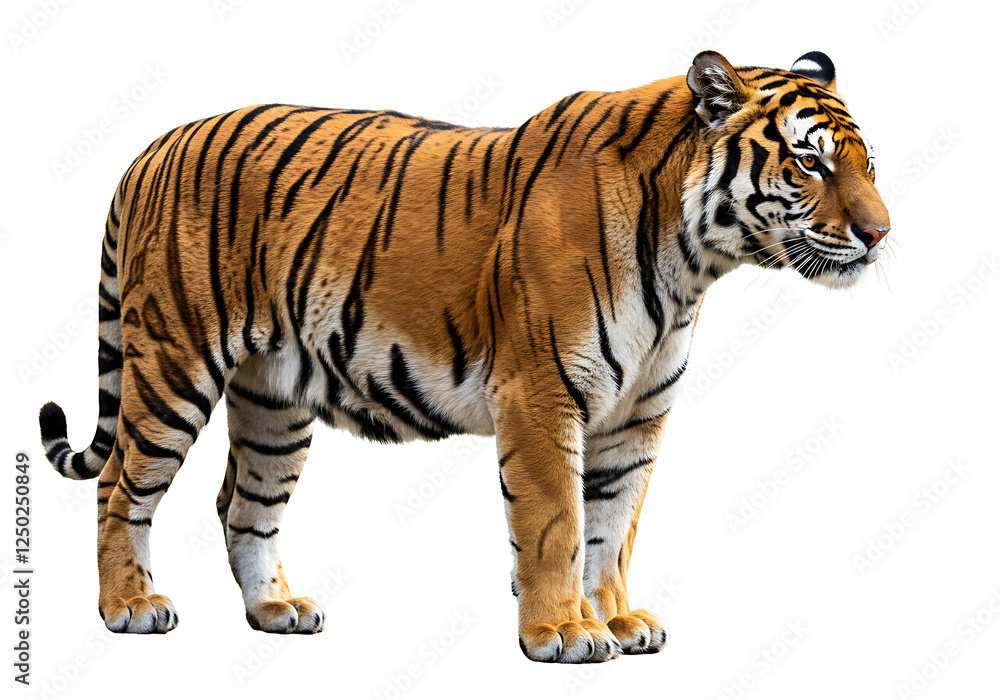 Majestic Tiger on White Background: A Stunning Portrait of a Bengal Tiger Majestic Tiger on White Background: A Stunning Portrait of a Bengal Tiger