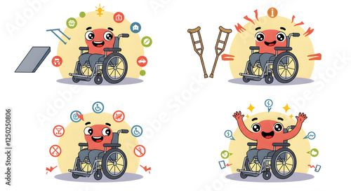 Cute Wheelchair Character Illustrations for Accessibility photo