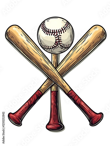 Vintage baseball bats and ball graphic design photo