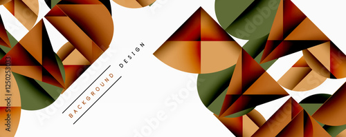Abstract geometric background with layered gradient shapes forming dynamic patterns. Overlapping semi circles and triangles create depth and contrast